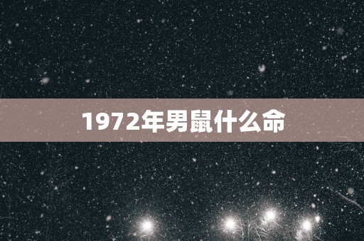 1972年男鼠什么命