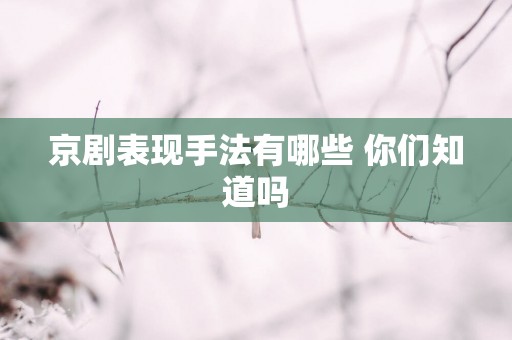 京剧表现手法有哪些 你们知道吗