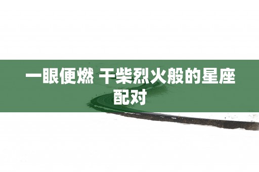 一眼便燃 干柴烈火般的星座配对