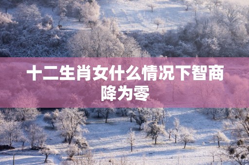 十二生肖女什么情况下智商降为零