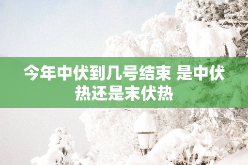 今年中伏到几号结束 是中伏热还是末伏热