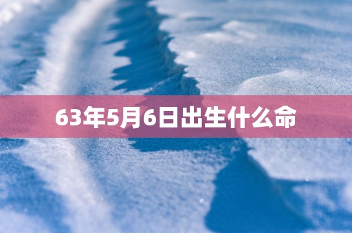 63年5月6日出生什么命