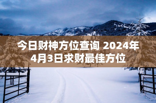 今日财神方位查询 2024年4月3日求财最佳方位