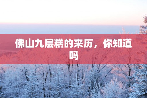 佛山九层糕的来历，你知道吗