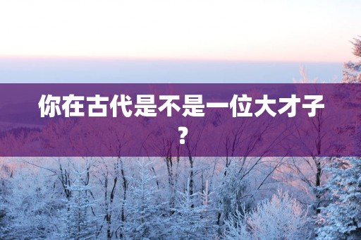 你在古代是不是一位大才子？