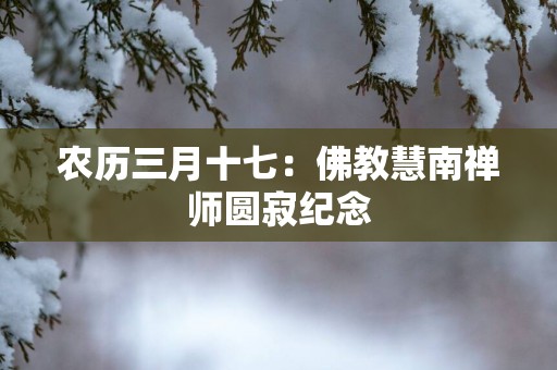 农历三月十七：佛教慧南禅师圆寂纪念