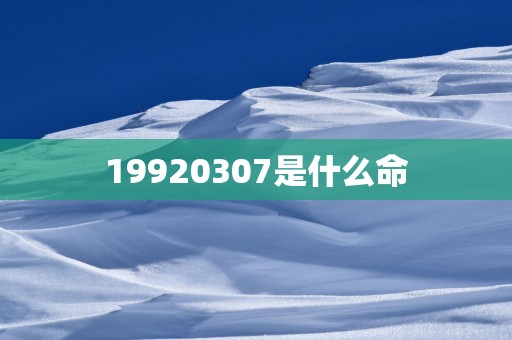 19920307是什么命