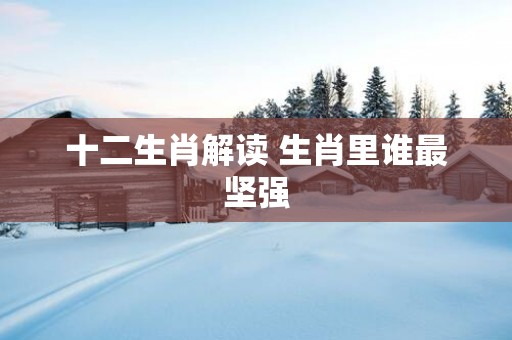 十二生肖解读 生肖里谁最坚强