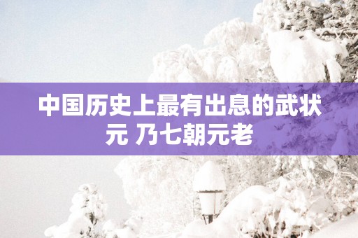 中国历史上最有出息的武状元 乃七朝元老