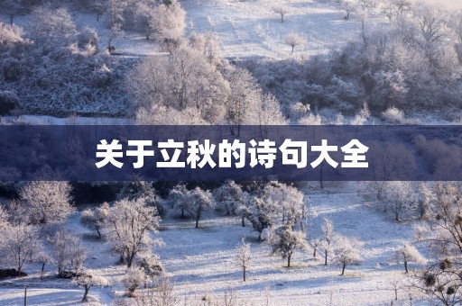关于立秋的诗句大全