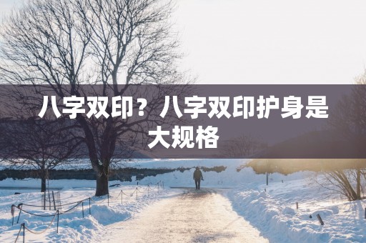 八字双印？八字双印护身是大规格
