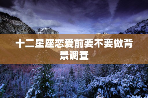 十二星座恋爱前要不要做背景调查