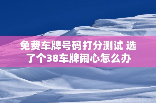 免费车牌号码打分测试 选了个38车牌闹心怎么办