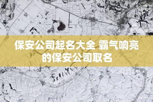 保安公司起名大全 霸气响亮的保安公司取名