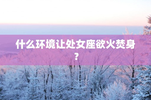 什么环境让处女座欲火焚身？