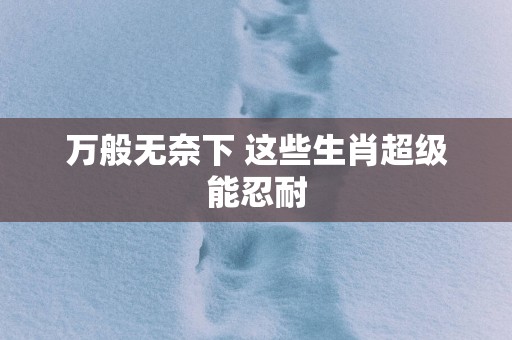 万般无奈下 这些生肖超级能忍耐