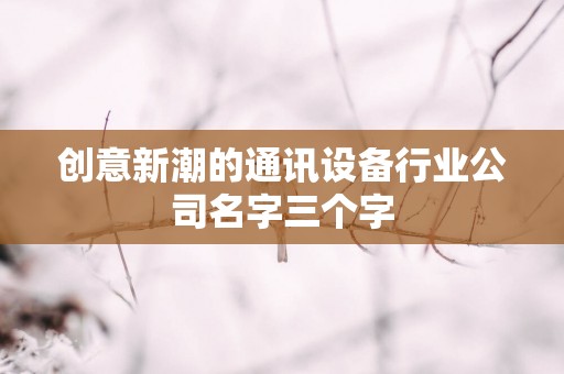 创意新潮的通讯设备行业公司名字三个字