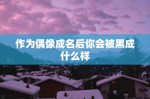 作为偶像成名后你会被黑成什么样