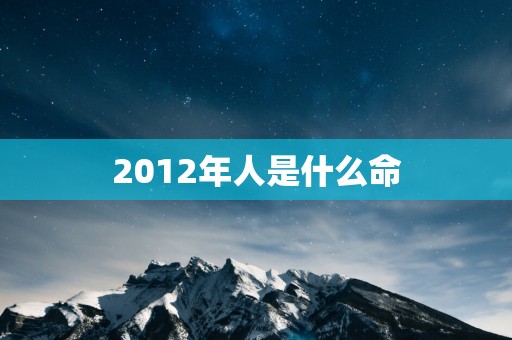 2012年人是什么命