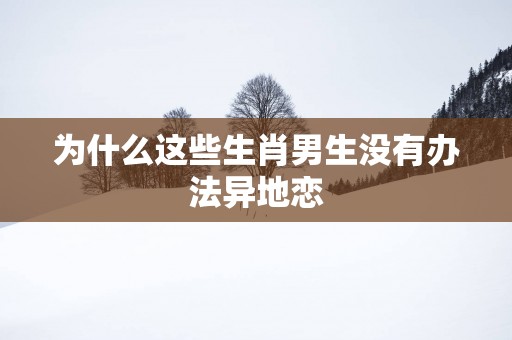 为什么这些生肖男生没有办法异地恋