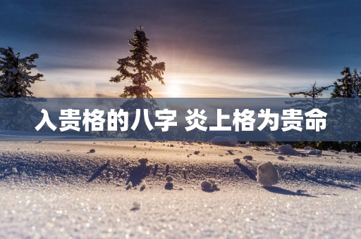 入贵格的八字 炎上格为贵命