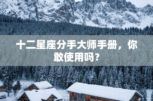 十二星座分手大师手册，你敢使用吗？