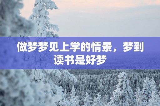 做梦梦见上学的情景，梦到读书是好梦