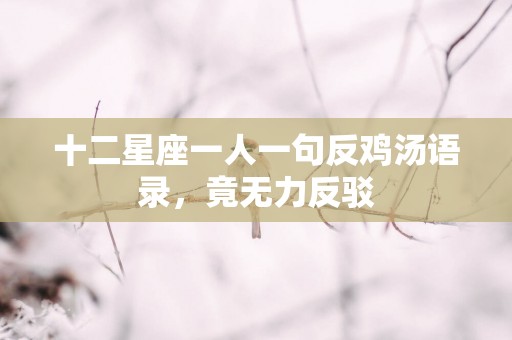 十二星座一人一句反鸡汤语录，竟无力反驳