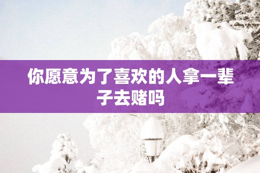 你愿意为了喜欢的人拿一辈子去赌吗