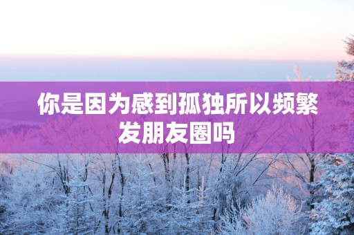 你是因为感到孤独所以频繁发朋友圈吗