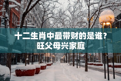 十二生肖中最带财的是谁？旺父母兴家庭