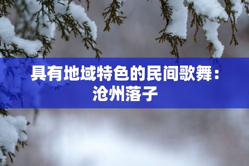 具有地域特色的民间歌舞：沧州落子