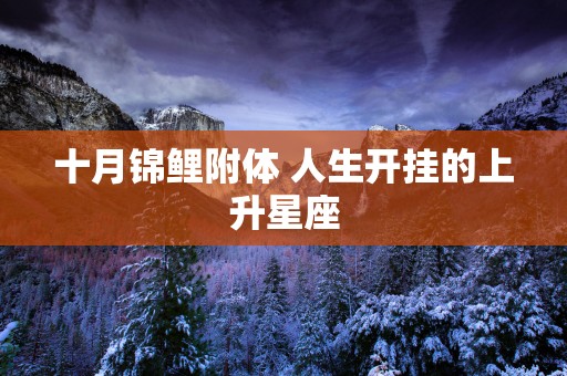 十月锦鲤附体 人生开挂的上升星座