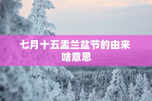 七月十五盂兰盆节的由来 啥意思