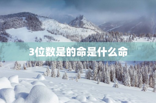 3位数是的命是什么命