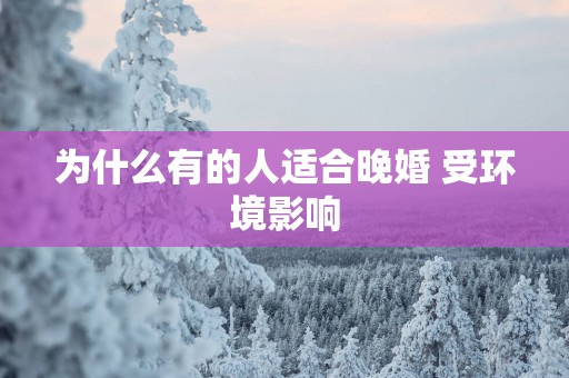 为什么有的人适合晚婚 受环境影响