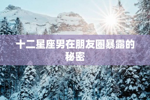 十二星座男在朋友圈暴露的秘密