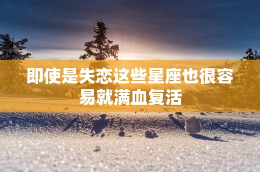 即使是失恋这些星座也很容易就满血复活