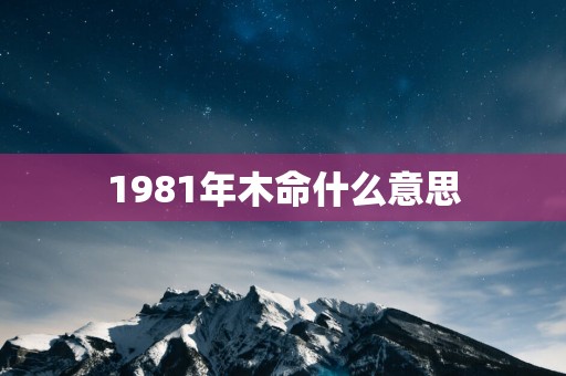 1981年木命什么意思