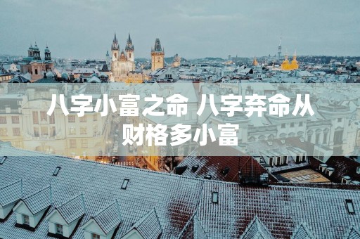 八字小富之命 八字弃命从财格多小富
