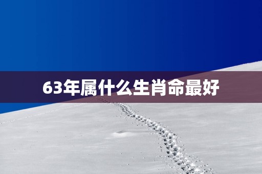 63年属什么生肖命最好
