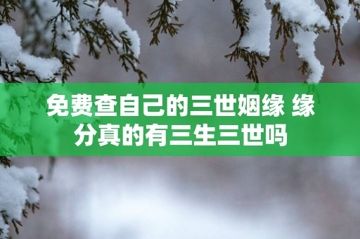 免费查自己的三世姻缘 缘分真的有三生三世吗