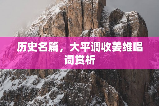 历史名篇，大平调收姜维唱词赏析