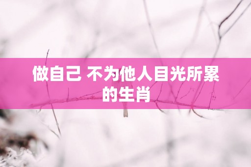 做自己 不为他人目光所累的生肖