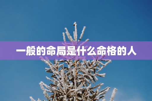 一般的命局是什么命格的人