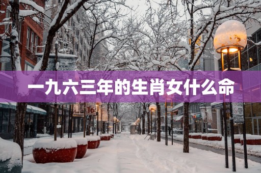 一九六三年的生肖女什么命