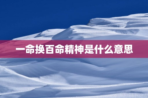 一命换百命精神是什么意思