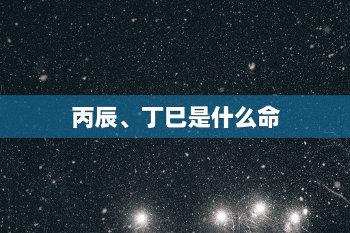 丙辰、丁巳是什么命