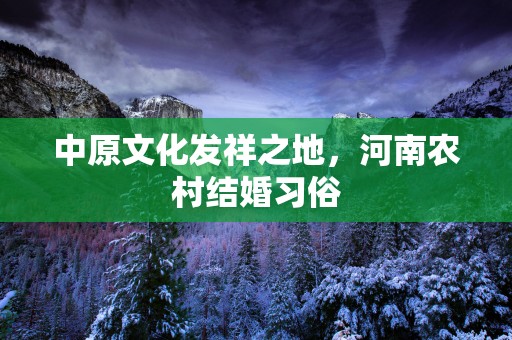 中原文化发祥之地，河南农村结婚习俗