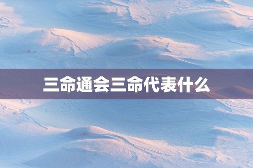 三命通会三命代表什么
